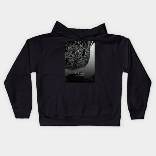 Lisbon Portugal City Map dark Kids Hoodie